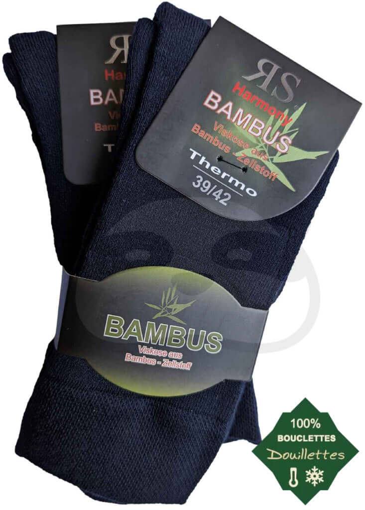 Chaussette Bambou 100% Bouclettes - Thermo Lot 2 Paires 39/42 / Marine Chaussettes