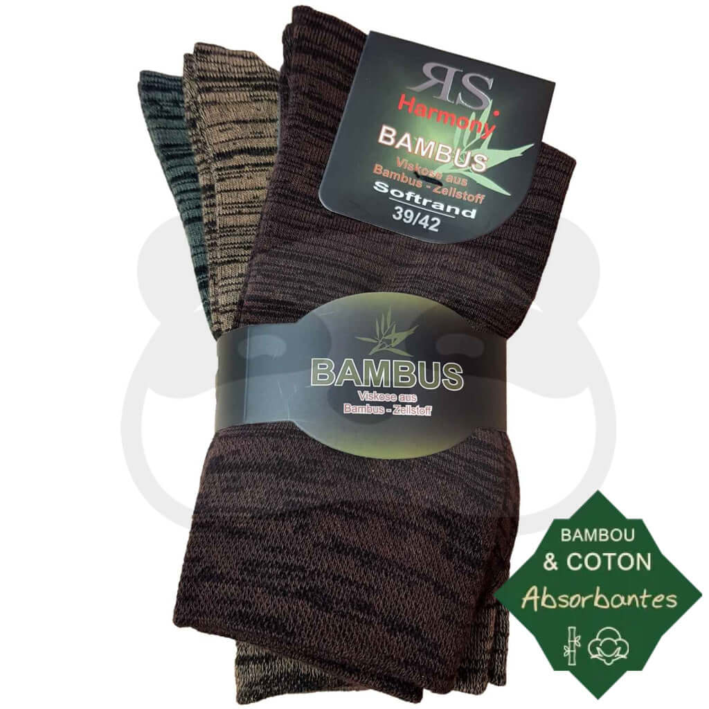 Chaussette Bambou Et Coton Fantaisie - Lot De 3 Paires 39/42 / Marron/nature/vert Chaussettes