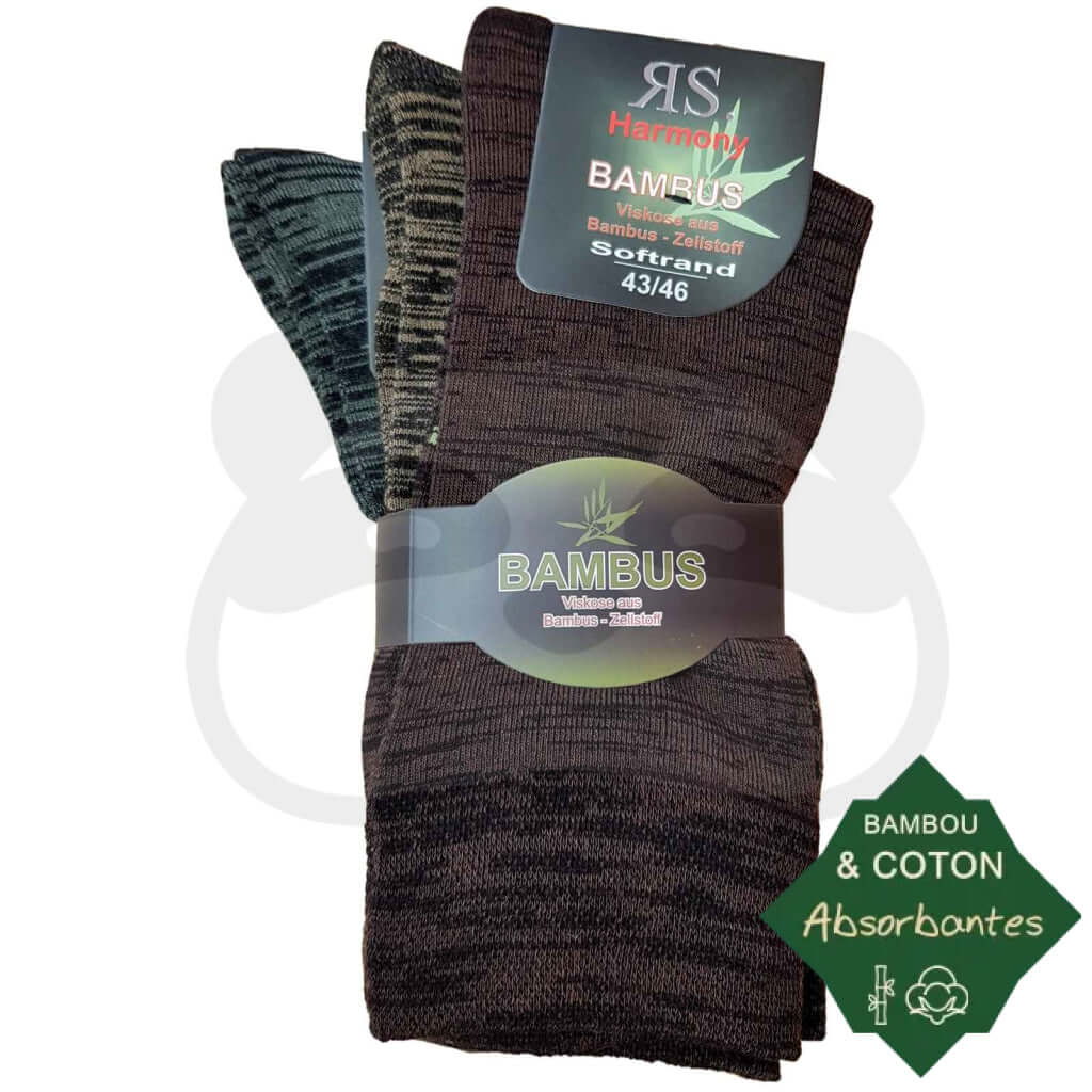 Chaussette Bambou Et Coton Fantaisie - Lot De 3 Paires 43/46 / Marron/nature/vert Chaussettes