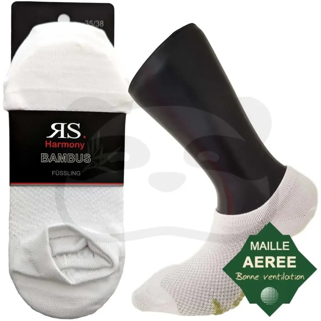 Chaussettes Invisibles Homme Femme Bambou - 3 Paires 35/38 / Blanc