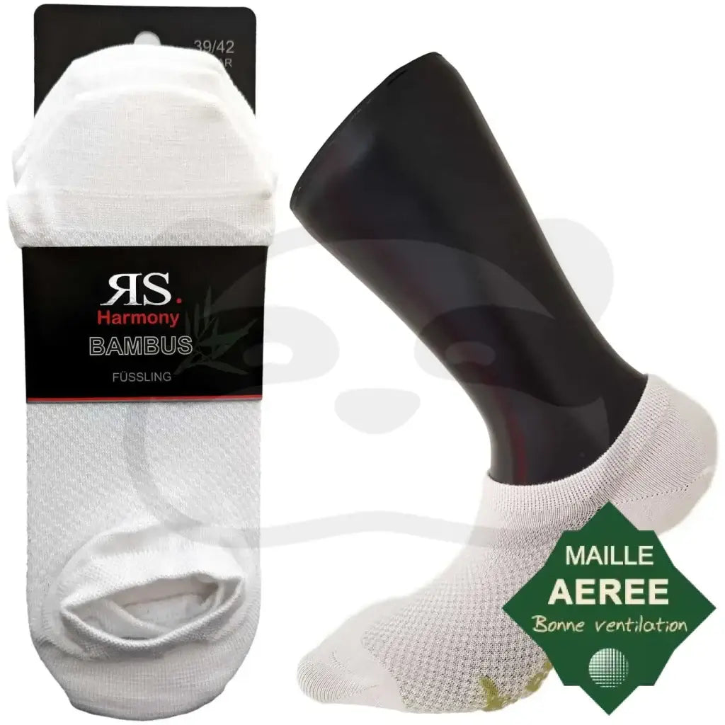 Chaussettes Invisibles Homme Femme Bambou - 3 Paires 39/42 / Blanc