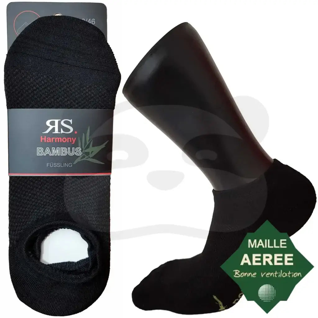 Chaussettes Invisibles Homme Femme Bambou - 3 Paires 43/46 / Noir