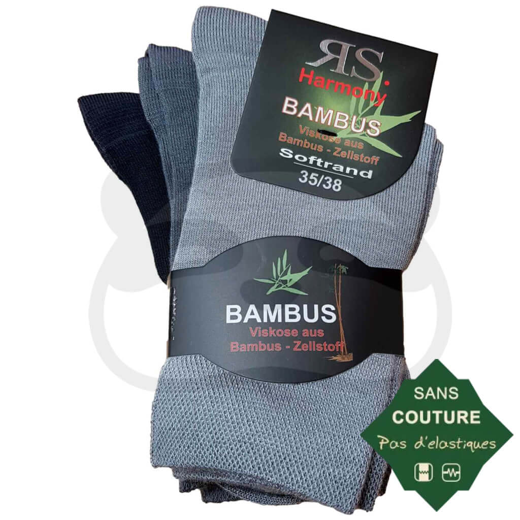 Chaussettes Non Comprimantes Bambou Homme Et Femme - Lot De 3 Paires 35/38 / Gris/Anthracite/Souris