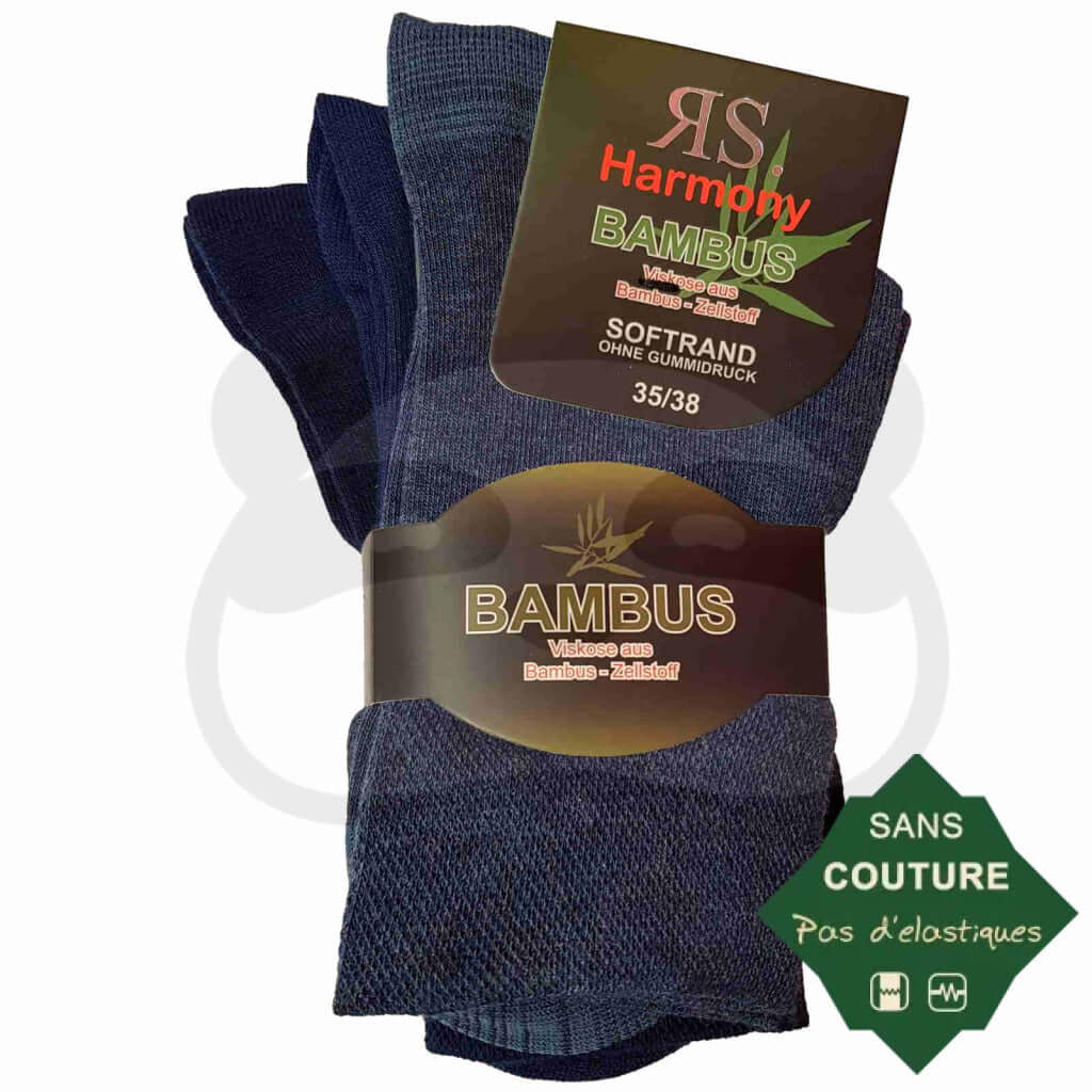 Chaussettes Non Comprimantes Bambou Homme Et Femme - Lot De 3 Paires 35/38 / Jean/Jean Foncé/Marine