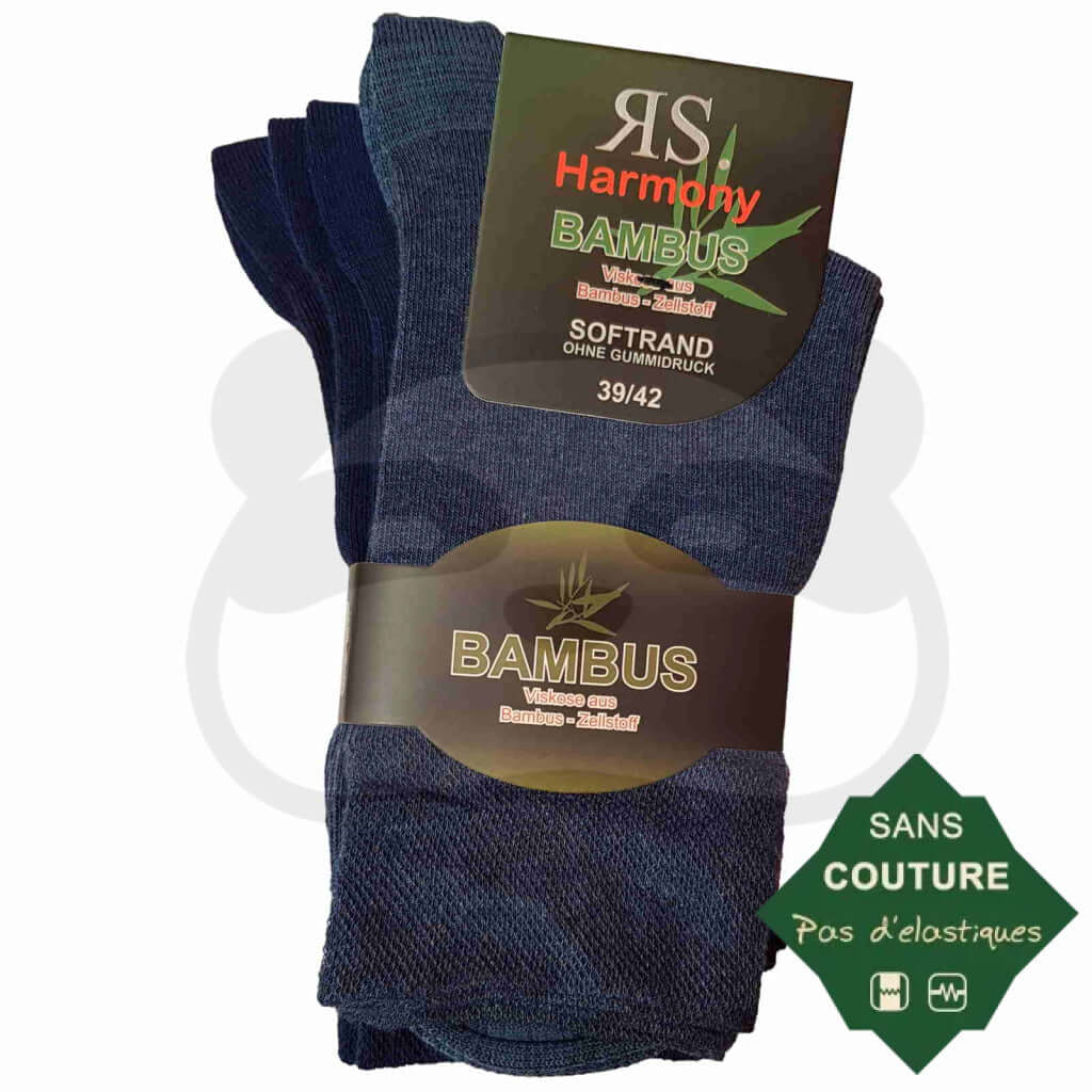 Chaussettes Non Comprimantes Bambou Homme Et Femme - Lot De 3 Paires 39/42 / Jean/Jean Foncé/Marine