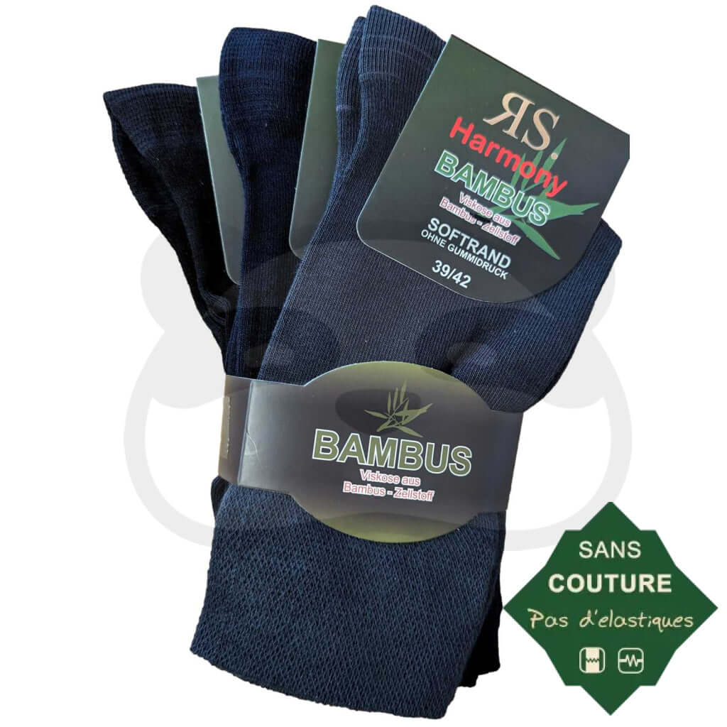 Chaussettes Non Comprimantes Bambou Homme Et Femme - Lot De 3 Paires 39/42 / Noir/Anthracite/Marine