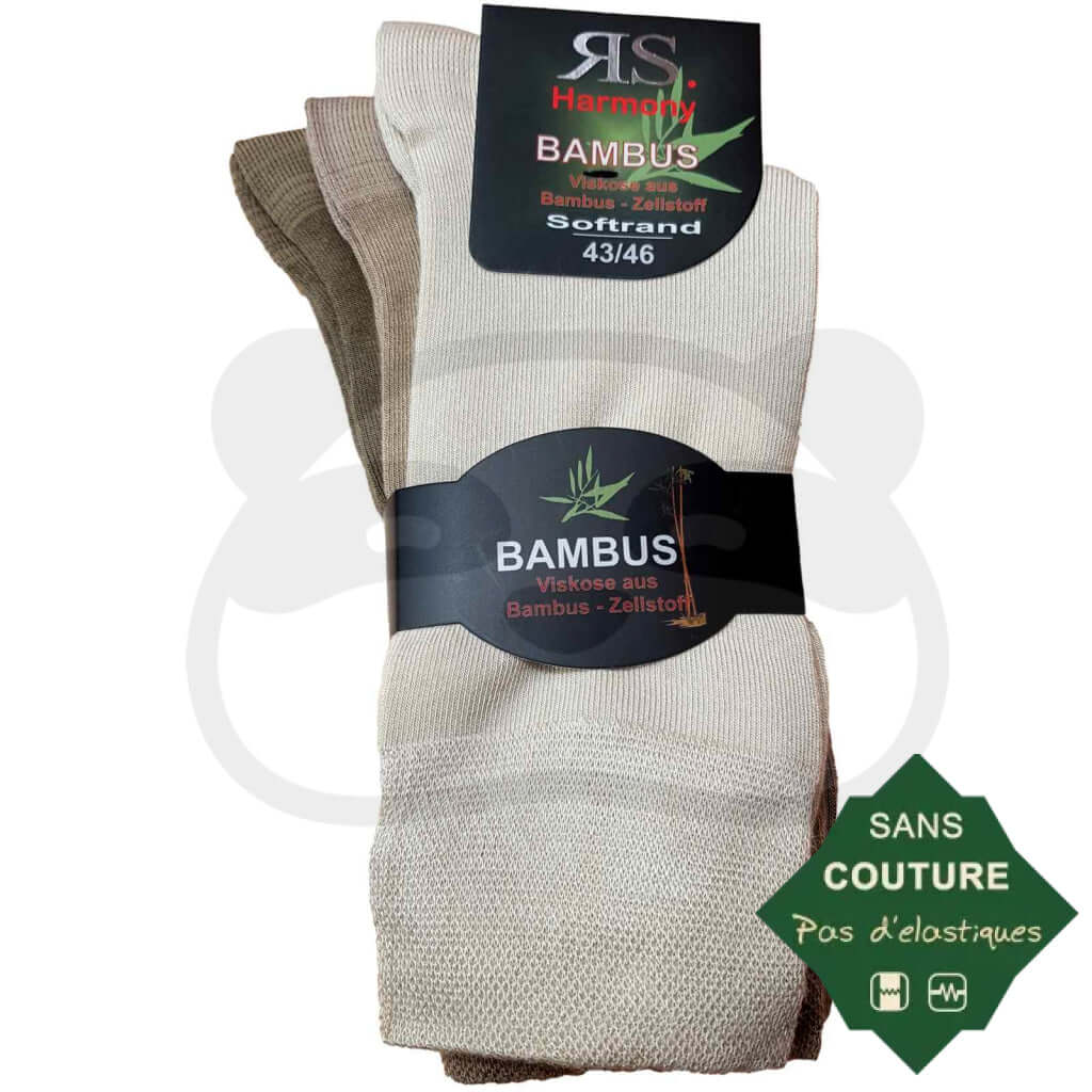 Chaussettes Non Comprimantes Bambou Homme Et Femme - Lot De 3 Paires 43/46 / Beige