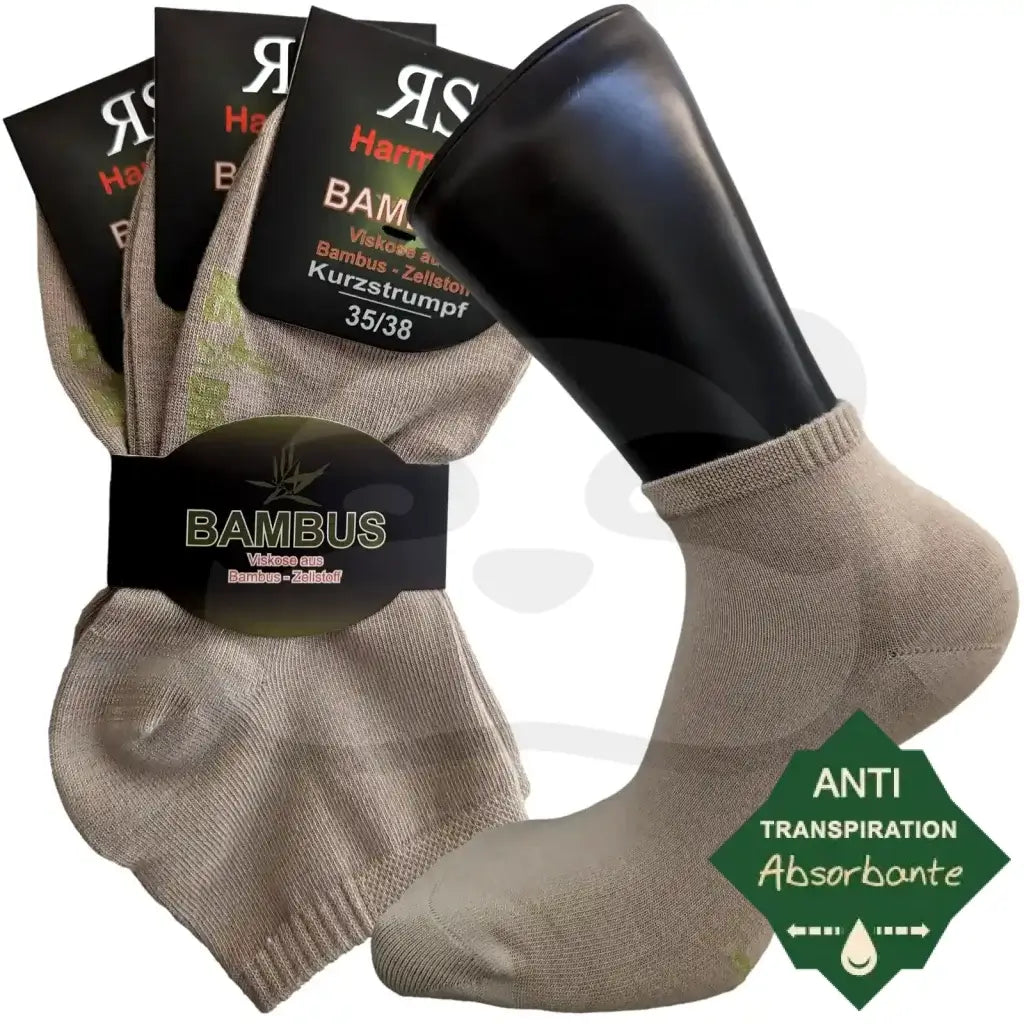 Socquettes Respirantes En Bambou Anti Transpiration - 3 Paires 35/38 / Beige Socquette