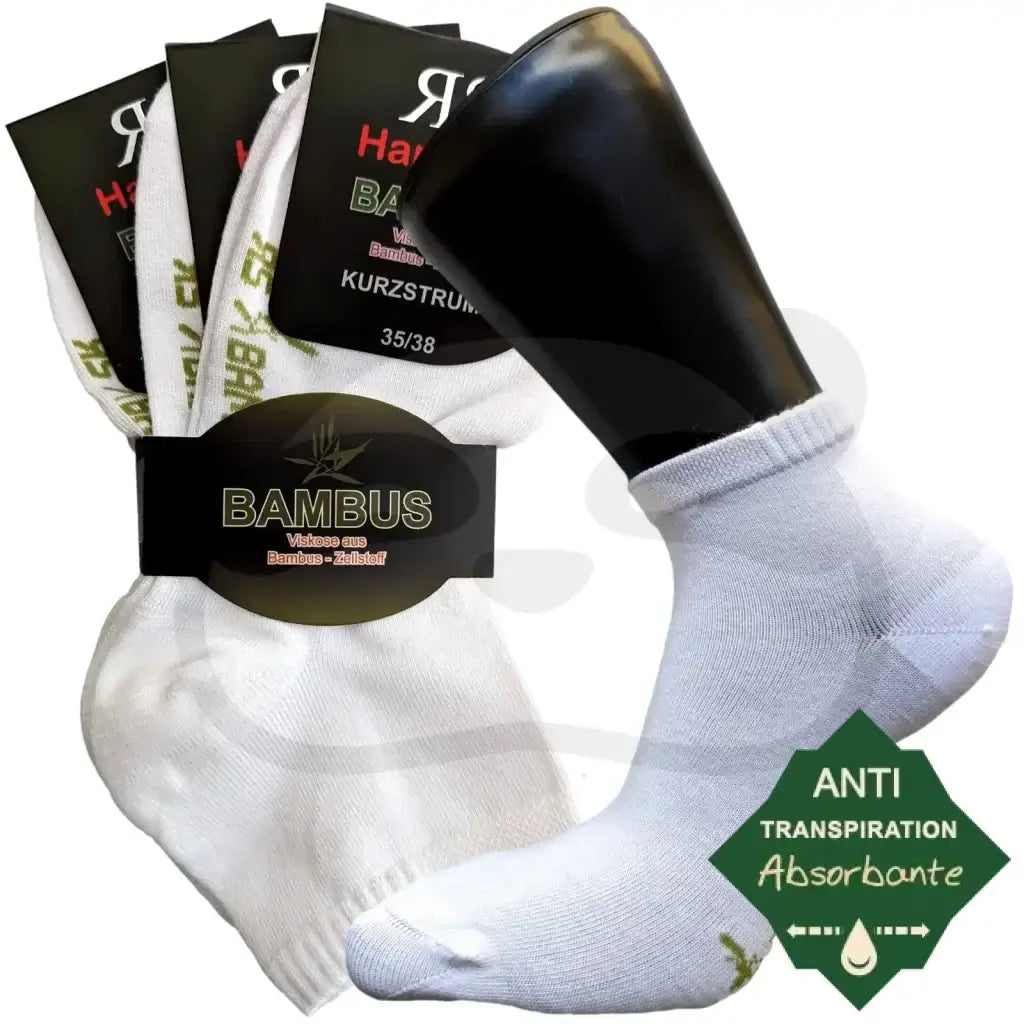 Socquettes Respirantes En Bambou Anti Transpiration - 3 Paires 35/38 / Blanc Socquette