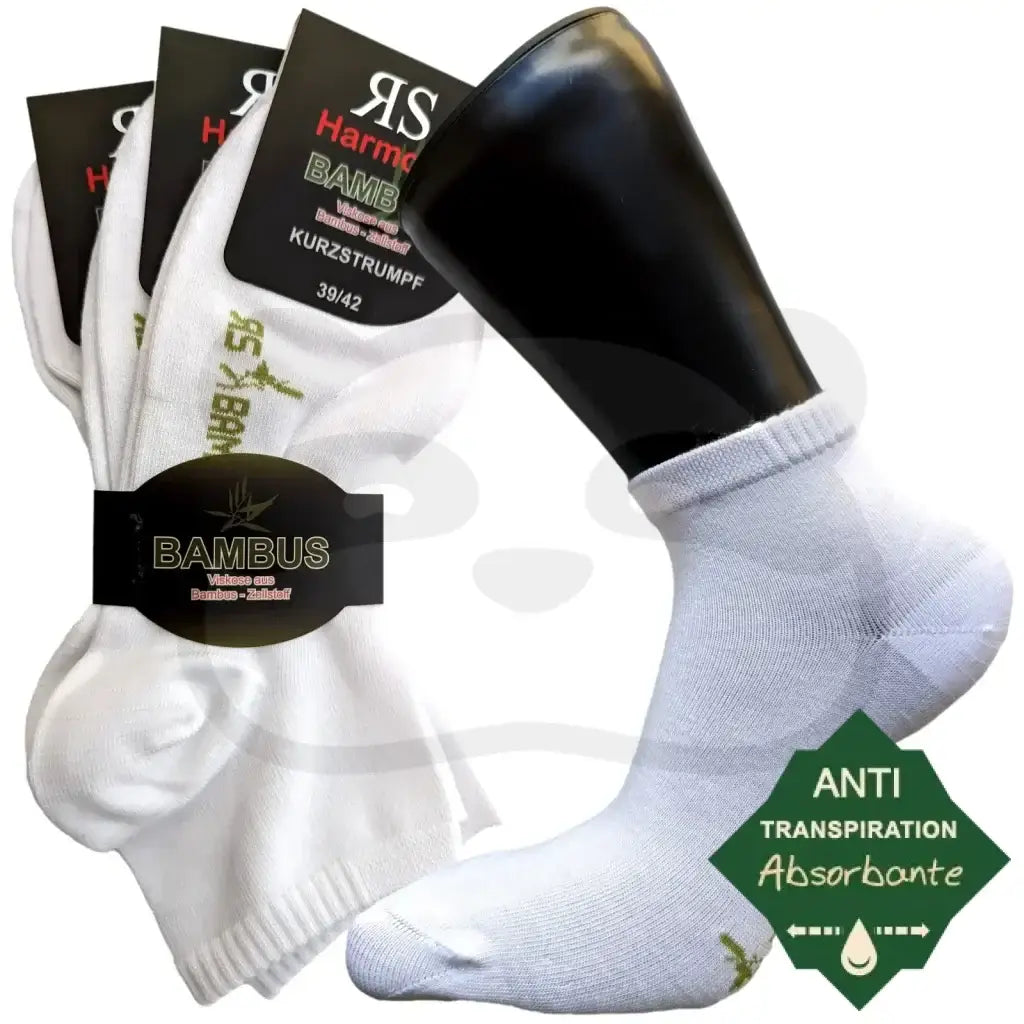 Socquettes Respirantes En Bambou Anti Transpiration - 3 Paires 39/42 / Blanc Socquette