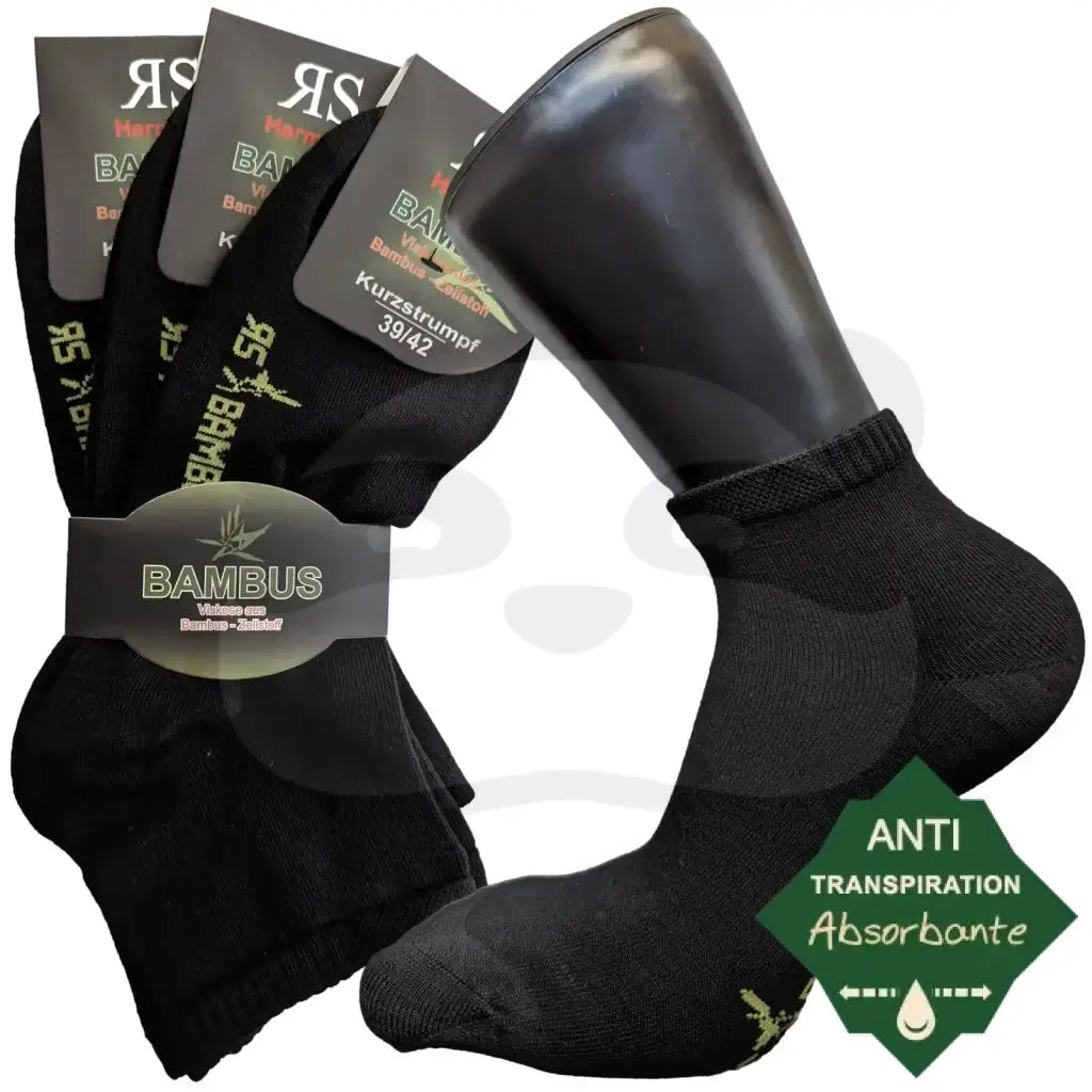 Socquettes Respirantes En Bambou Anti Transpiration - 3 Paires 39/42 / Noir Socquette