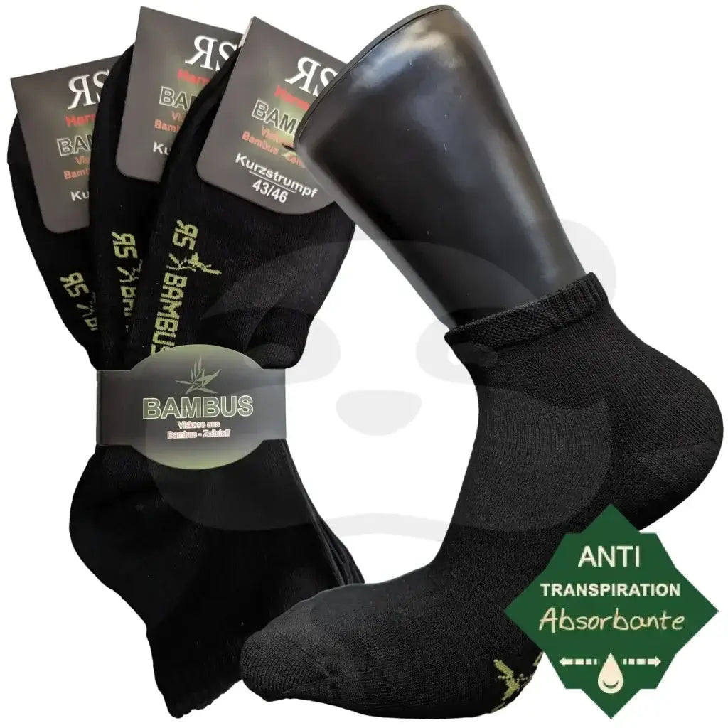 Socquettes Respirantes En Bambou Anti Transpiration - 3 Paires 43/46 / Noir Socquette