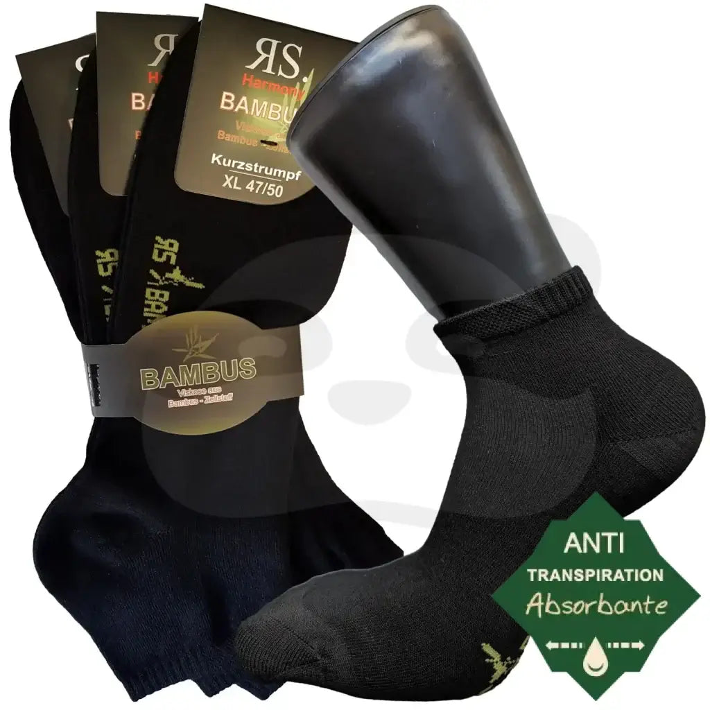 Socquettes Respirantes En Bambou Anti Transpiration - 3 Paires 47/50 / Noir Socquette